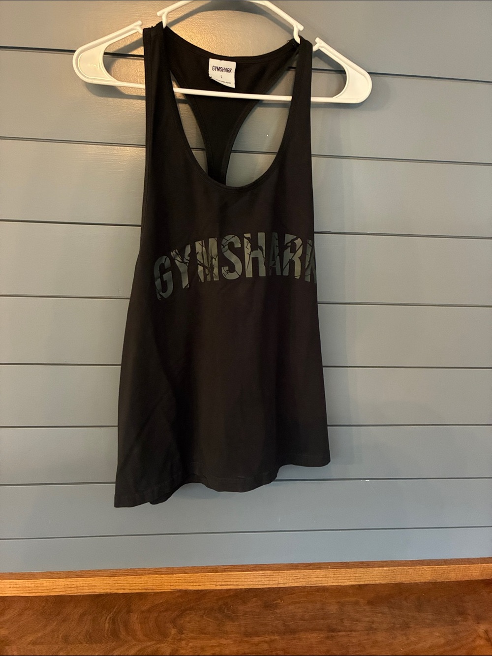 Gymshark Men's Large Black Racerback Logo Tank Top